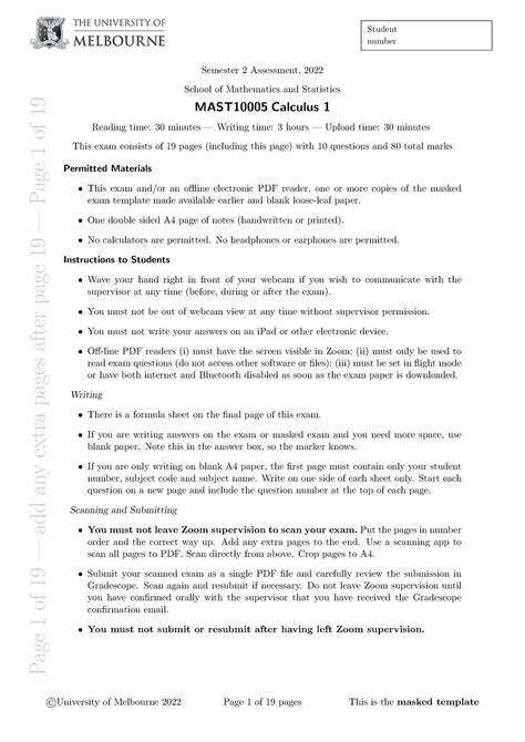 unimelb past paper|MAST10005 .